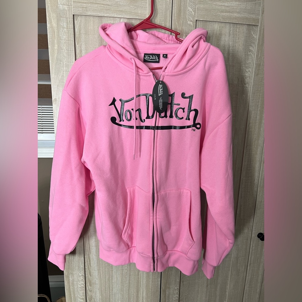 Von Dutch Pink Pink Zip-Up Hoodie